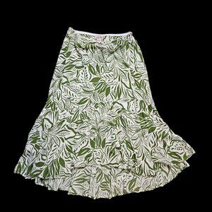 Boho Floral Maxi Skirt Green Large Lola P